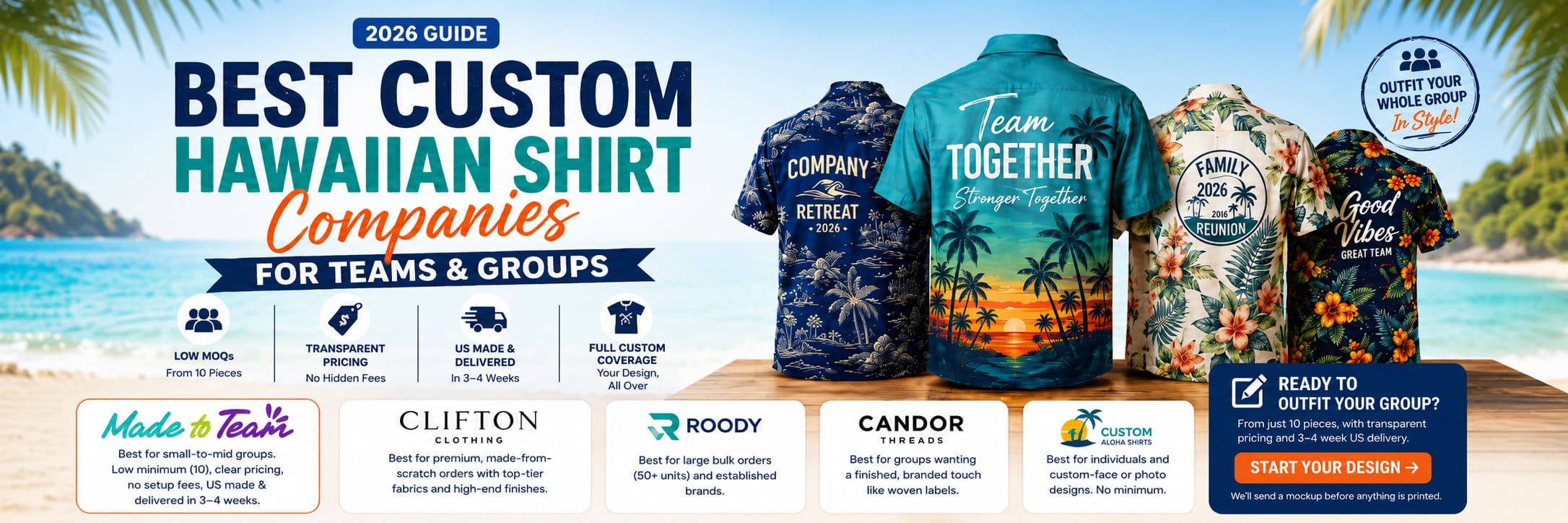 Best Custom Hawaiian Shirt Companies for Teams & Groups (2026)