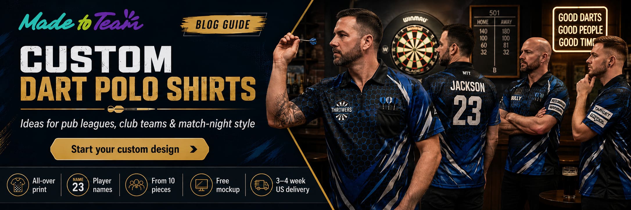 Custom Dart Team Polo Shirt Ideas for Pub Leagues & Clubs