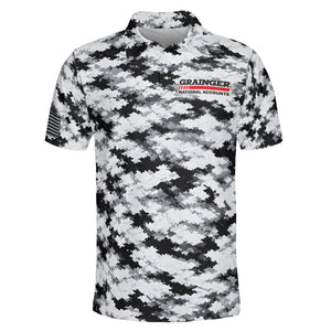Digital Camo Black and White Custom Polo Shirt