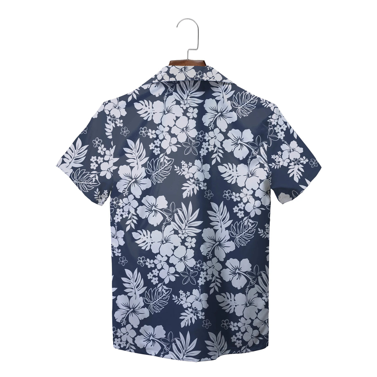 Hibiscus and Monstera Navy Blue Custom Hawaiian Shirt