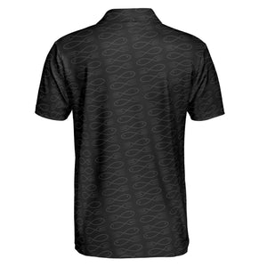 Fish and Fork Outline Black Custom Polo Shirt