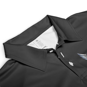 Eagle and Drone Black Royal Blue Custom Polo Shirt
