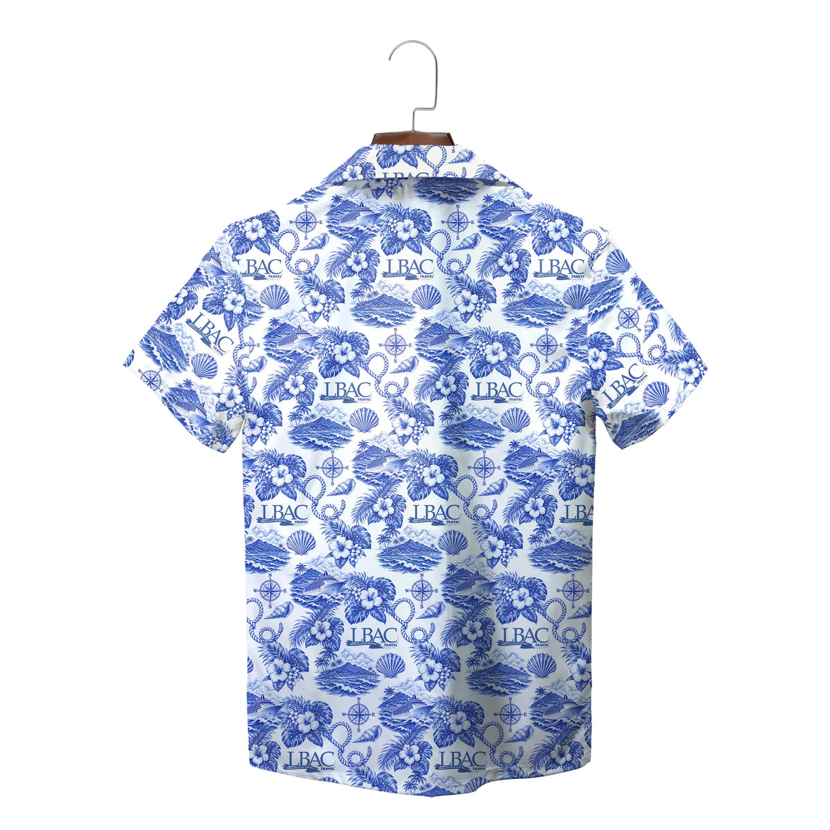 Cruise Ship and Hibiscus Royal Blue Custom Hawaiian Shirt