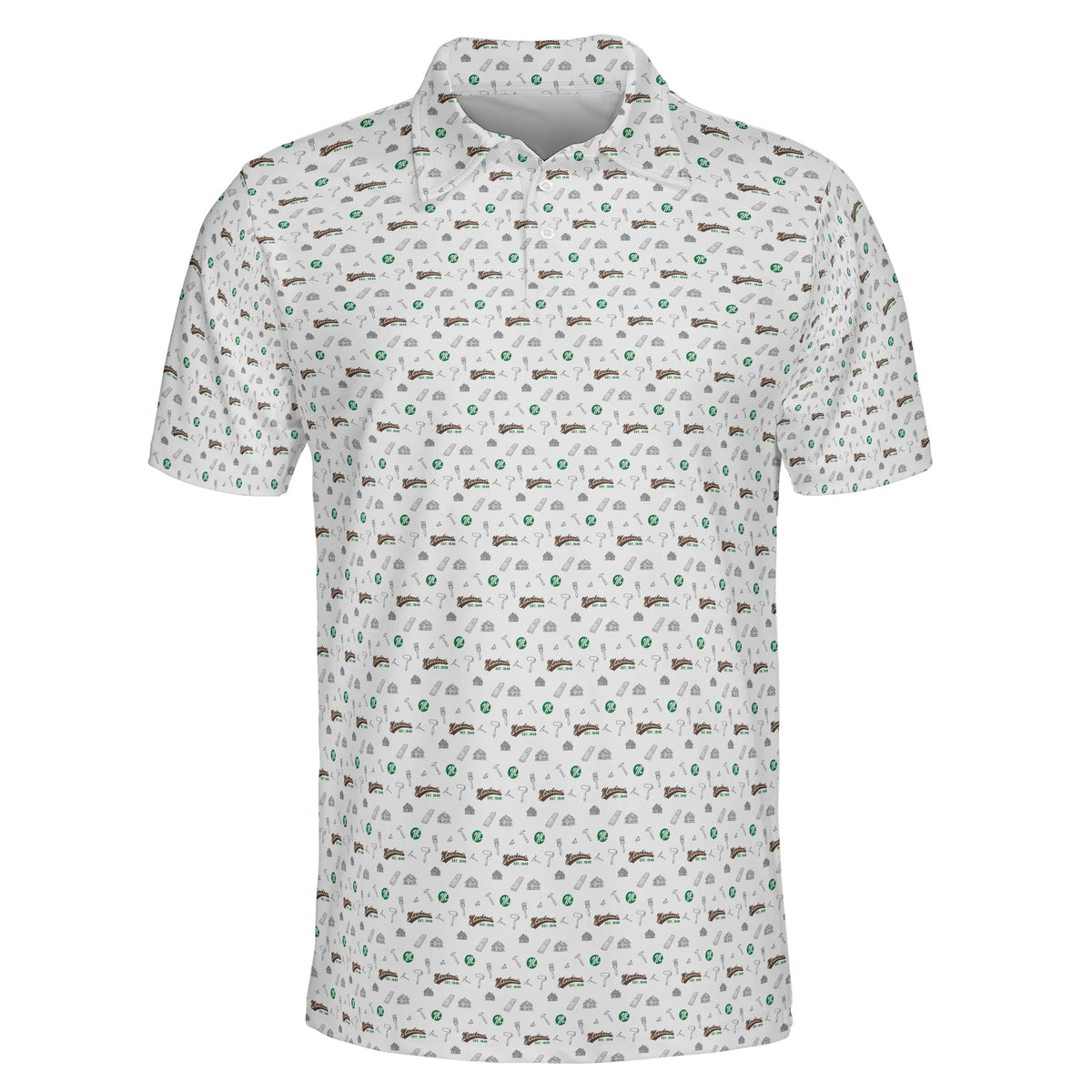 Hand Tools and Workshop Icons White Custom Polo Shirt