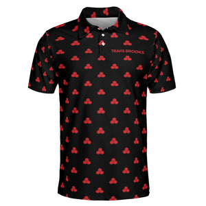 Triple Oval Emblem Red Custom Polo Shirt