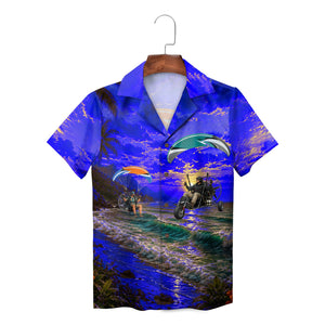 Powered Paraglider Sunset Beach Custom Hawaiian Shirt