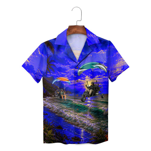 Powered Paraglider Sunset Beach Custom Hawaiian Shirt