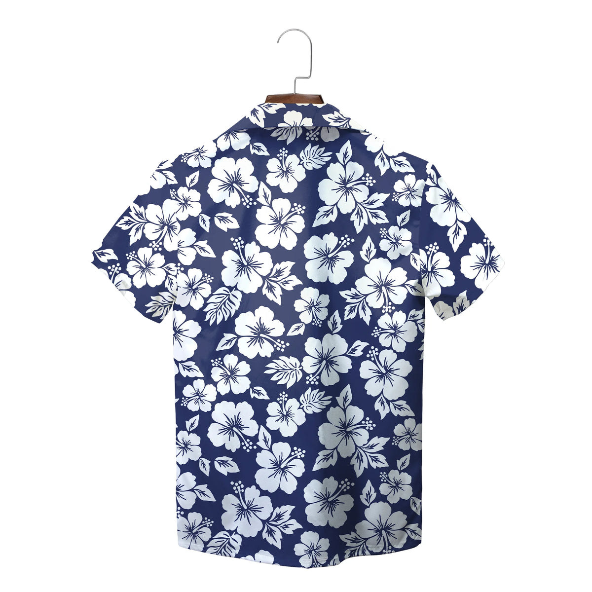 White Hibiscus Red and Navy Custom Hawaiian Shirt