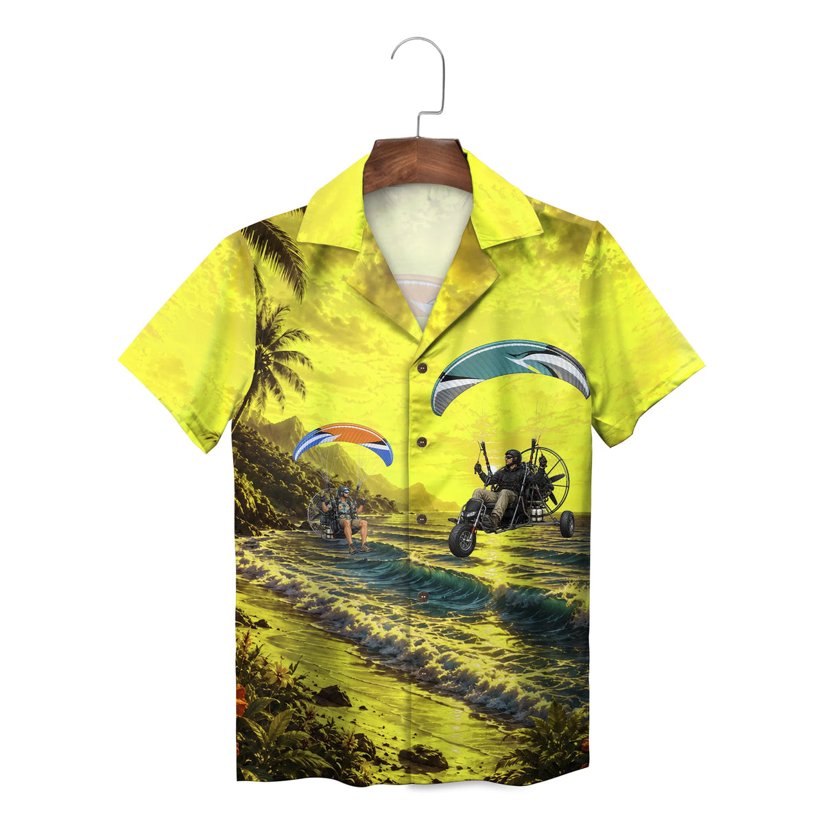 Powered Paraglider Sunset Beach Custom Hawaiian Shirt