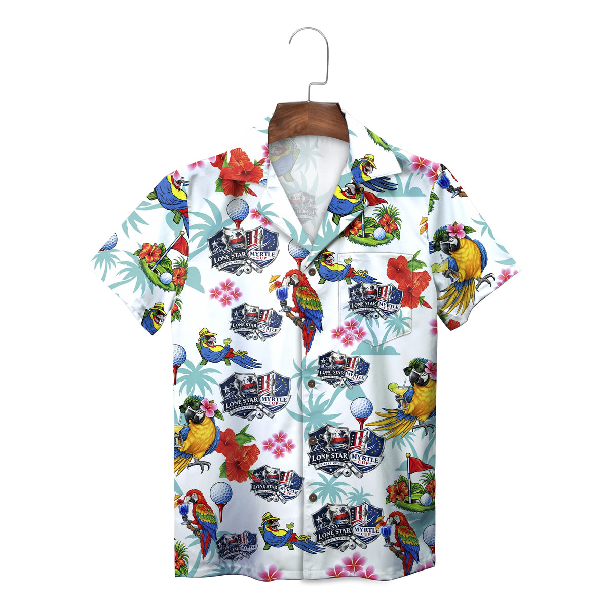 Parrot and Golf Tee White Custom Hawaiian Shirt