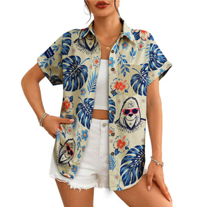 Sasquatch and Monstera Sand Custom Hawaiian Shirt