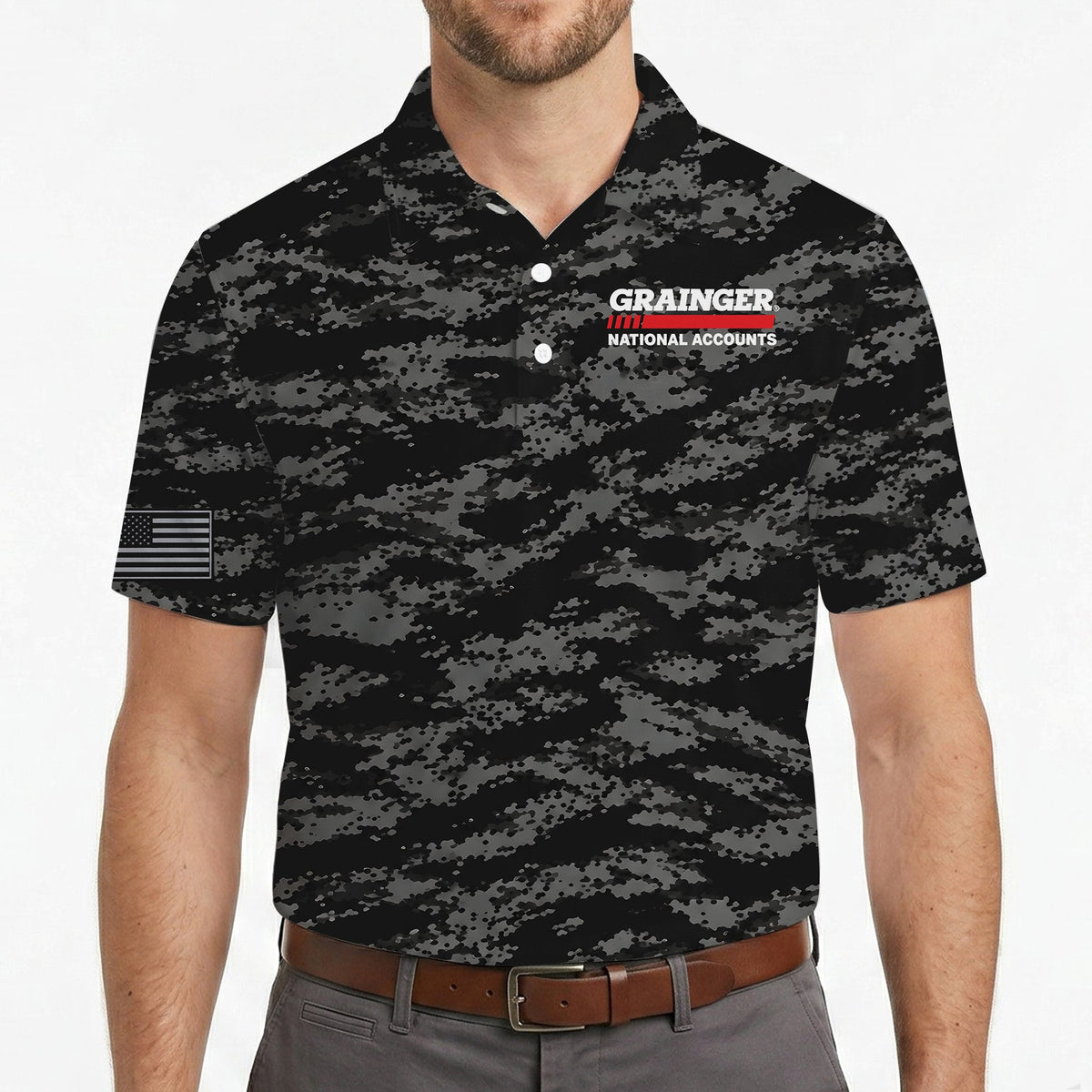 Digital Camo Black and White Custom Polo Shirt