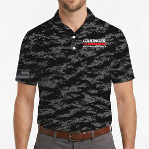 Digital Camo Black and White Custom Polo Shirt