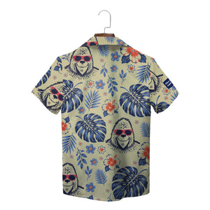 Sasquatch and Monstera Sand Custom Hawaiian Shirt