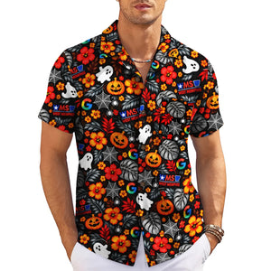 Jack-o'-Lantern and Ghost Black Custom Hawaiian Shirt