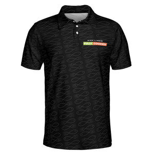 Fish and Fork Outline Black Custom Polo Shirt