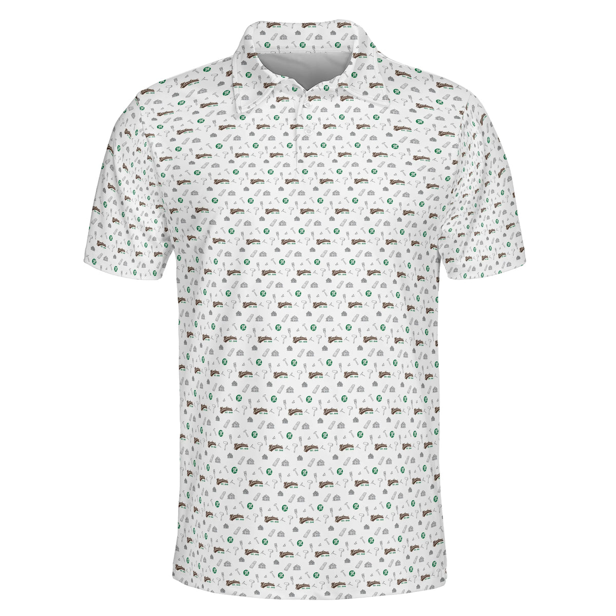 Hand Tools and Workshop Icons White Custom Polo Shirt