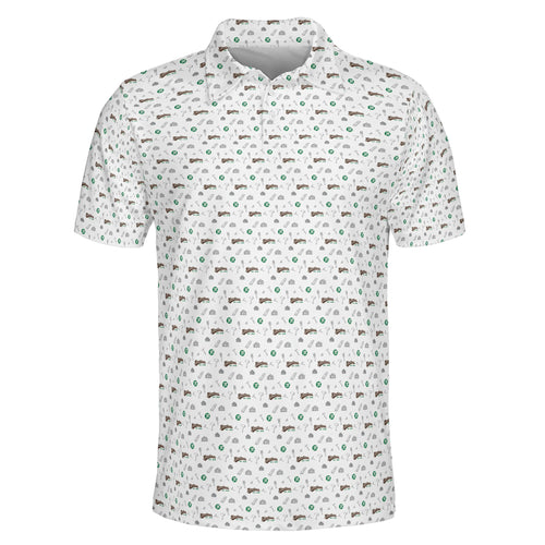 Hand Tools and Workshop Icons White Custom Polo Shirt