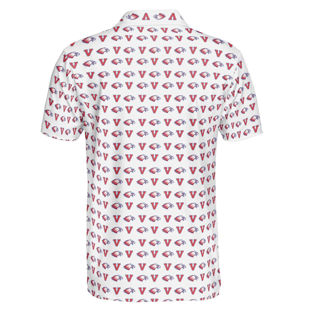 Eagle Head and Letter Motif Red White Custom Polo Shirt