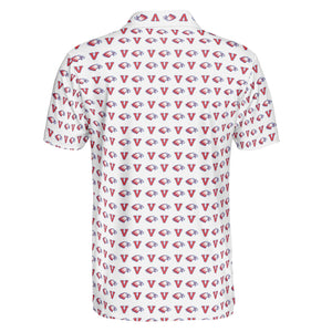 Eagle Head and Letter Motif Red White Custom Polo Shirt