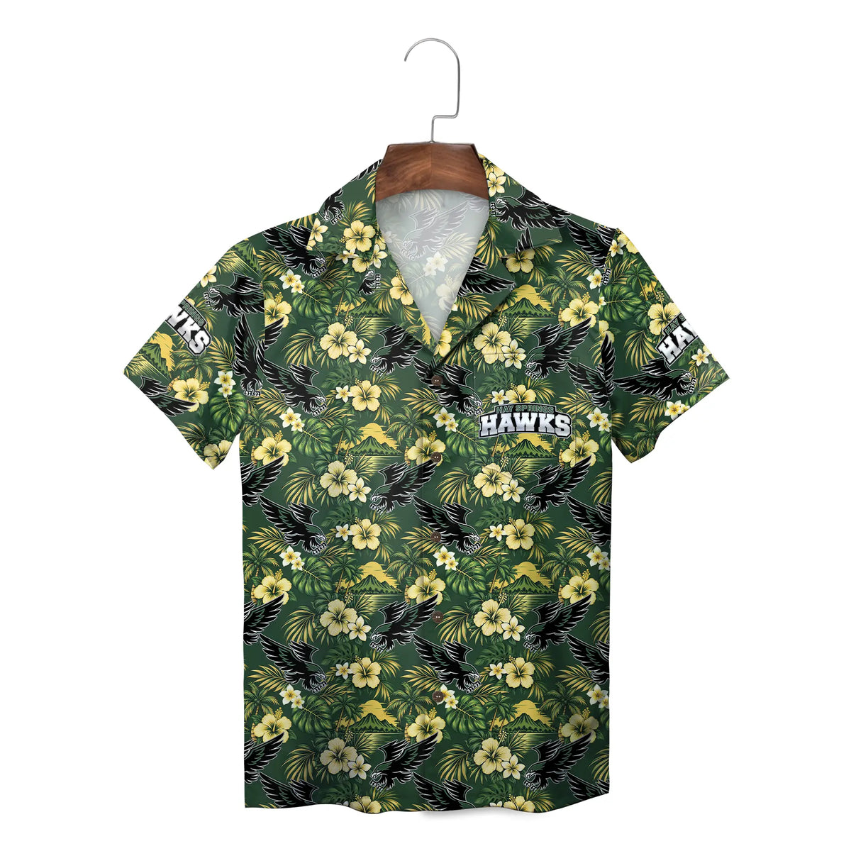 Soaring Hawk Forest Green Custom Hawaiian Shirt