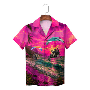 Powered Paraglider Sunset Beach Custom Hawaiian Shirt