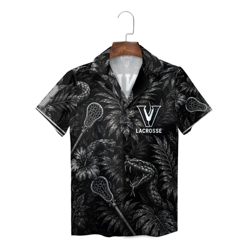 Viper and Lacrosse Stick Black Custom Hawaiian Shirt