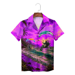 Powered Paraglider Sunset Beach Custom Hawaiian Shirt