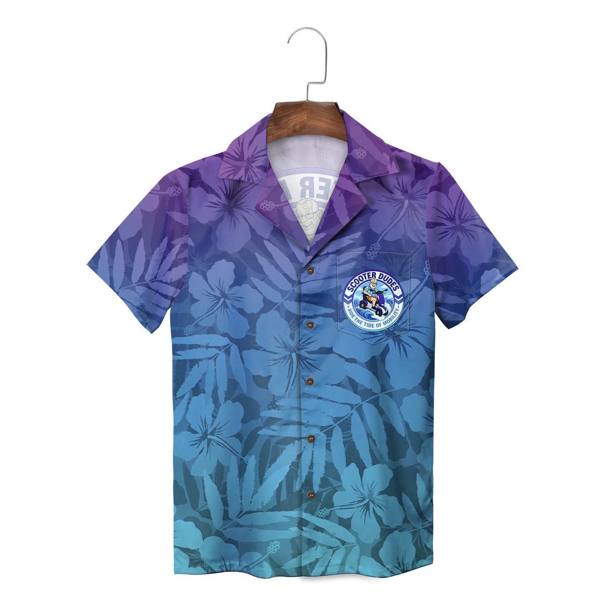 Hibiscus and Fern Purple to Aqua Custom Hawaiian Shirt