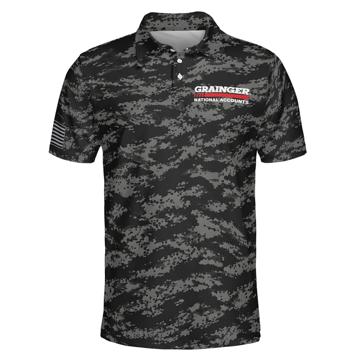 Digital Camo Black and White Custom Polo Shirt