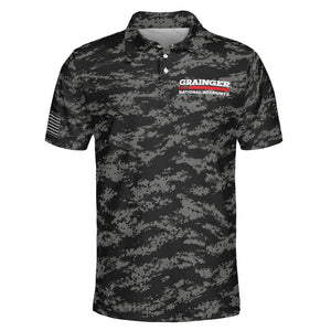 Digital Camo Black and White Custom Polo Shirt