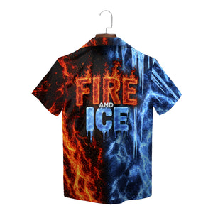Flame and Ice Split Red Blue Custom Hawaiian Shirt