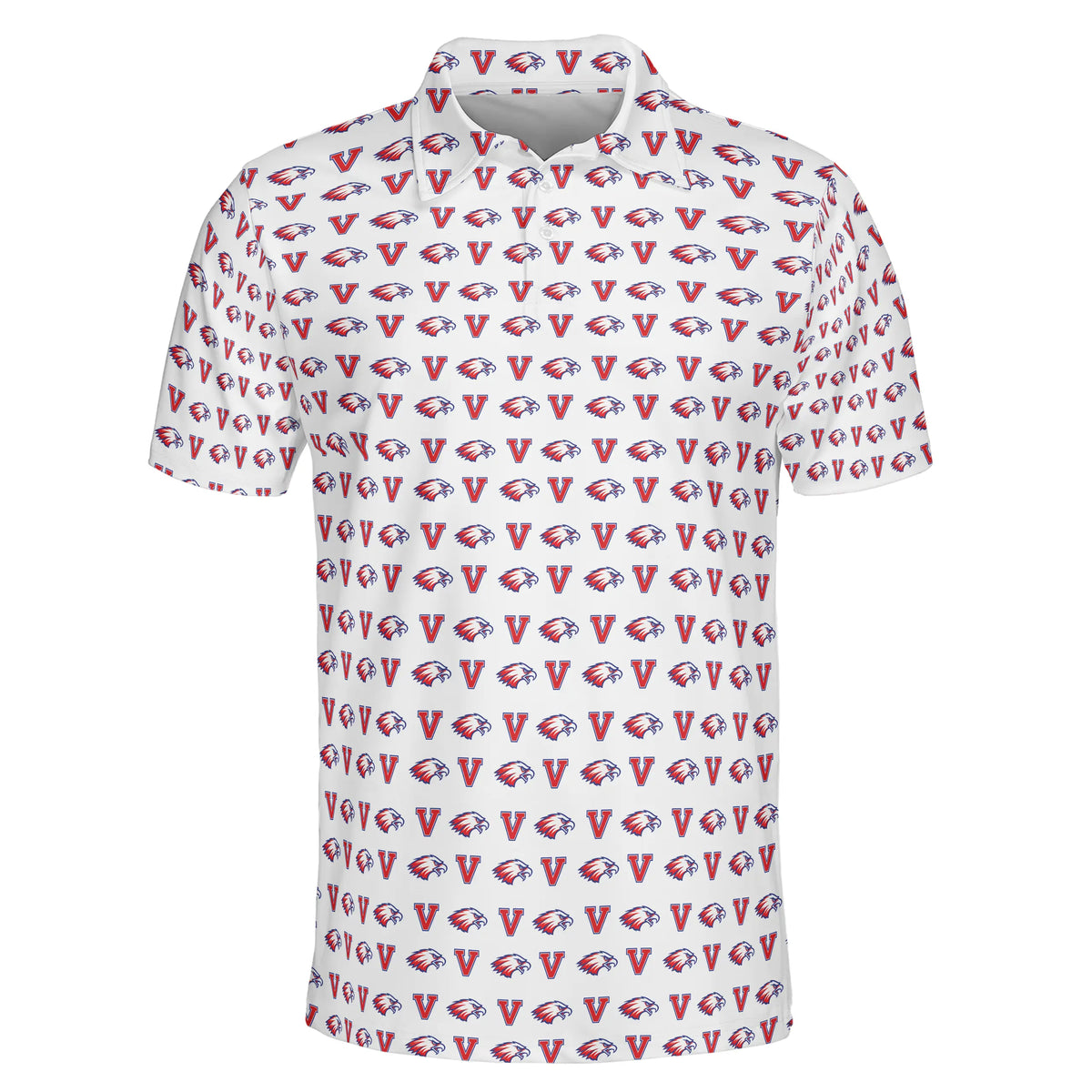 Eagle Head and Letter Motif Red White Custom Polo Shirt