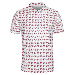 Eagle Head and Letter Motif Red White Custom Polo Shirt