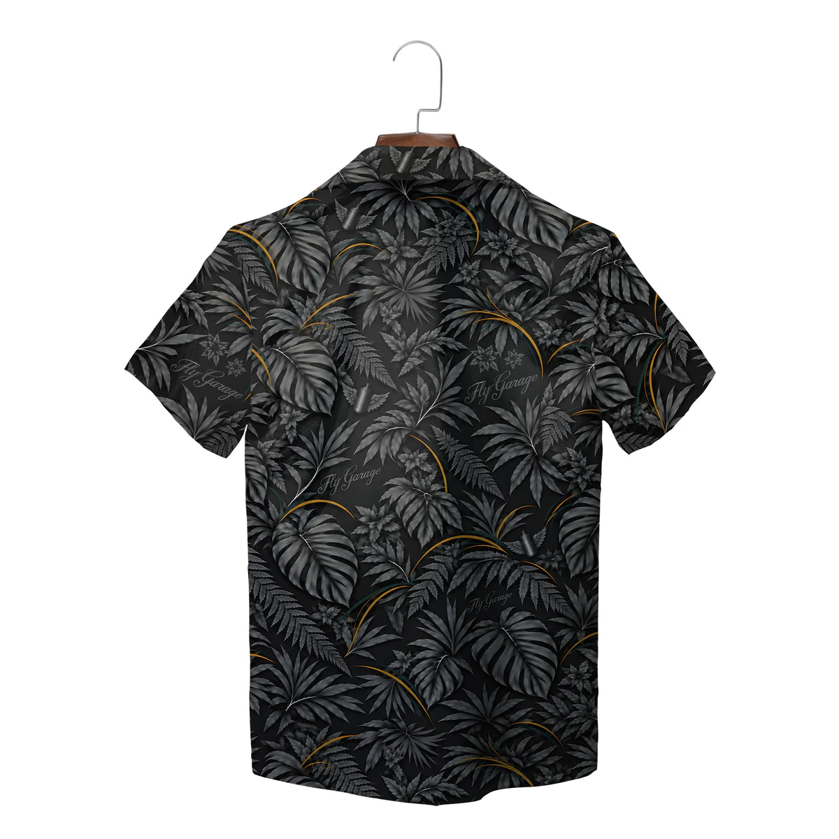 Monstera and Fern Black Custom Hawaiian Shirt