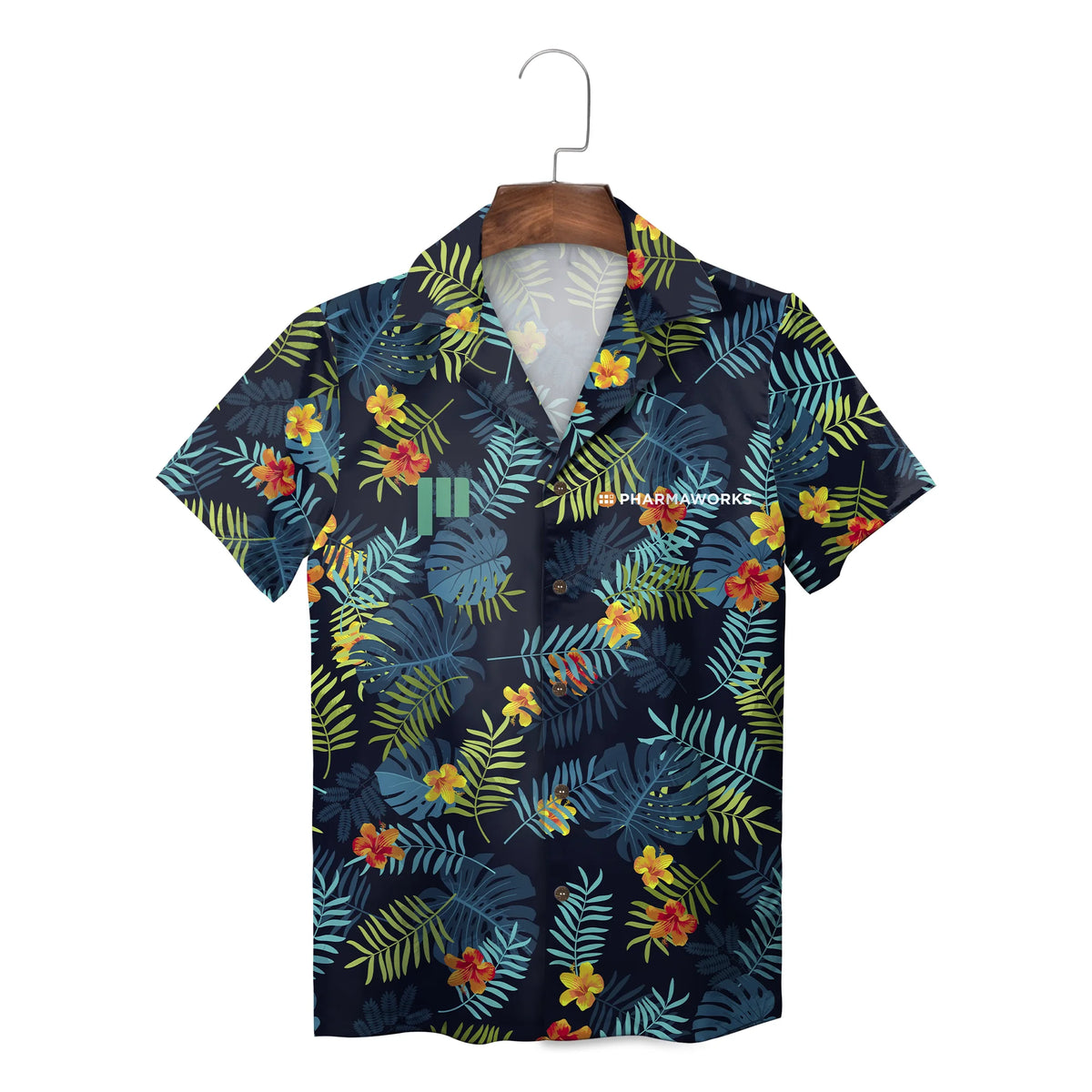 White Hibiscus Red and Navy Custom Hawaiian Shirt