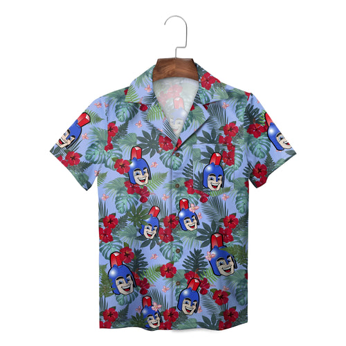 Smiling Warrior Mascot Periwinkle Blue Custom Hawaiian Shirt