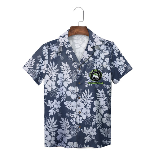 Hibiscus and Monstera Navy Blue Custom Hawaiian Shirt