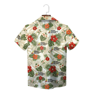 Red Hibiscus and Monstera Cream Custom Hawaiian Shirt