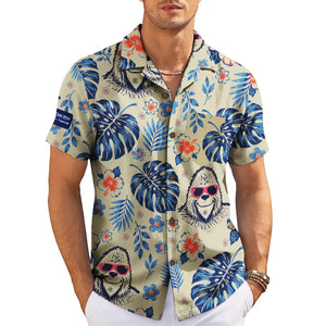 Sasquatch and Monstera Sand Custom Hawaiian Shirt