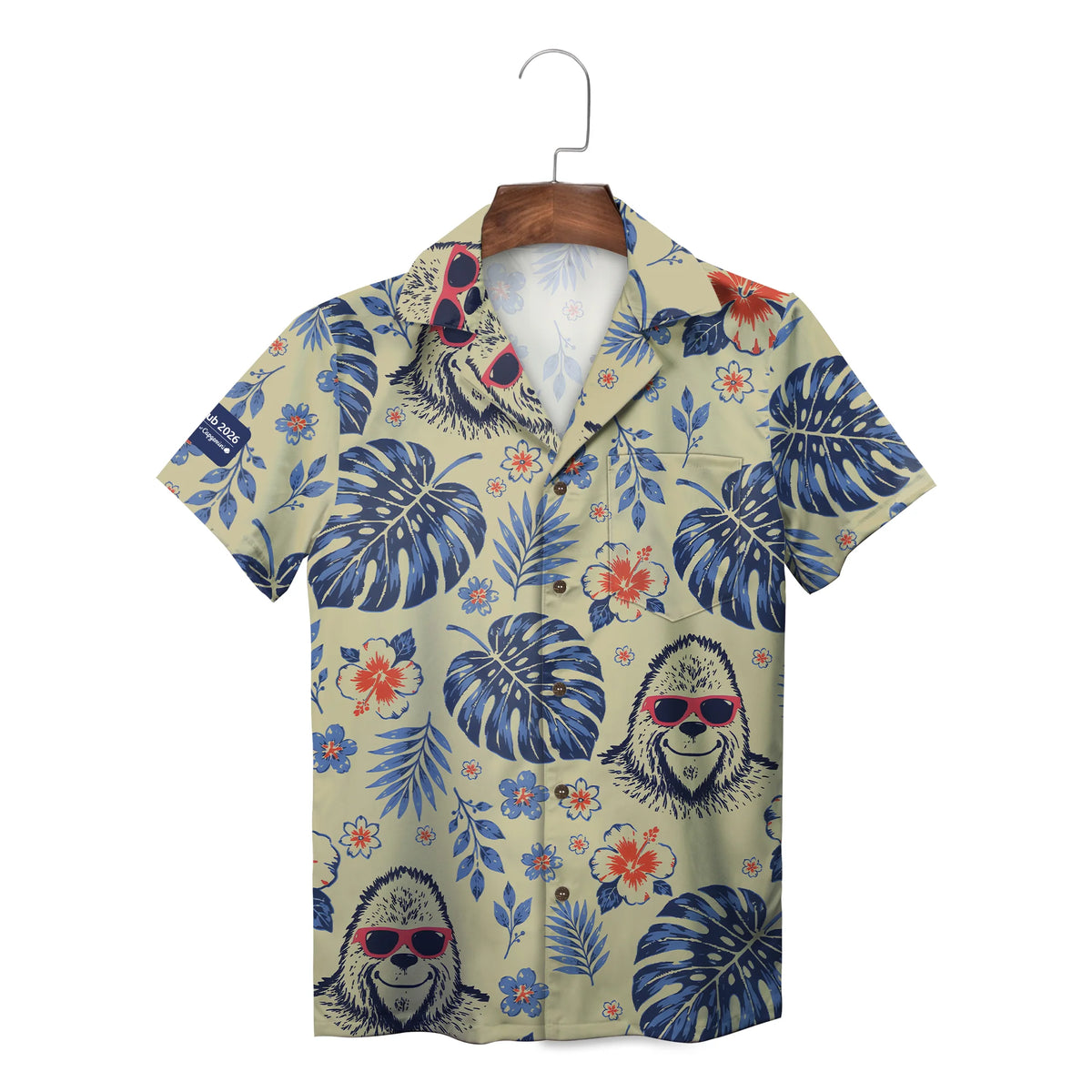 Sasquatch and Monstera Sand Custom Hawaiian Shirt