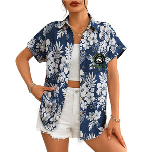 Hibiscus and Monstera Navy Blue Custom Hawaiian Shirt