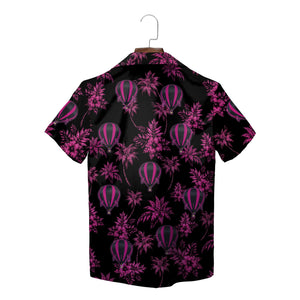 Hot Air Balloon and Hibiscus Black Custom Hawaiian Shirt
