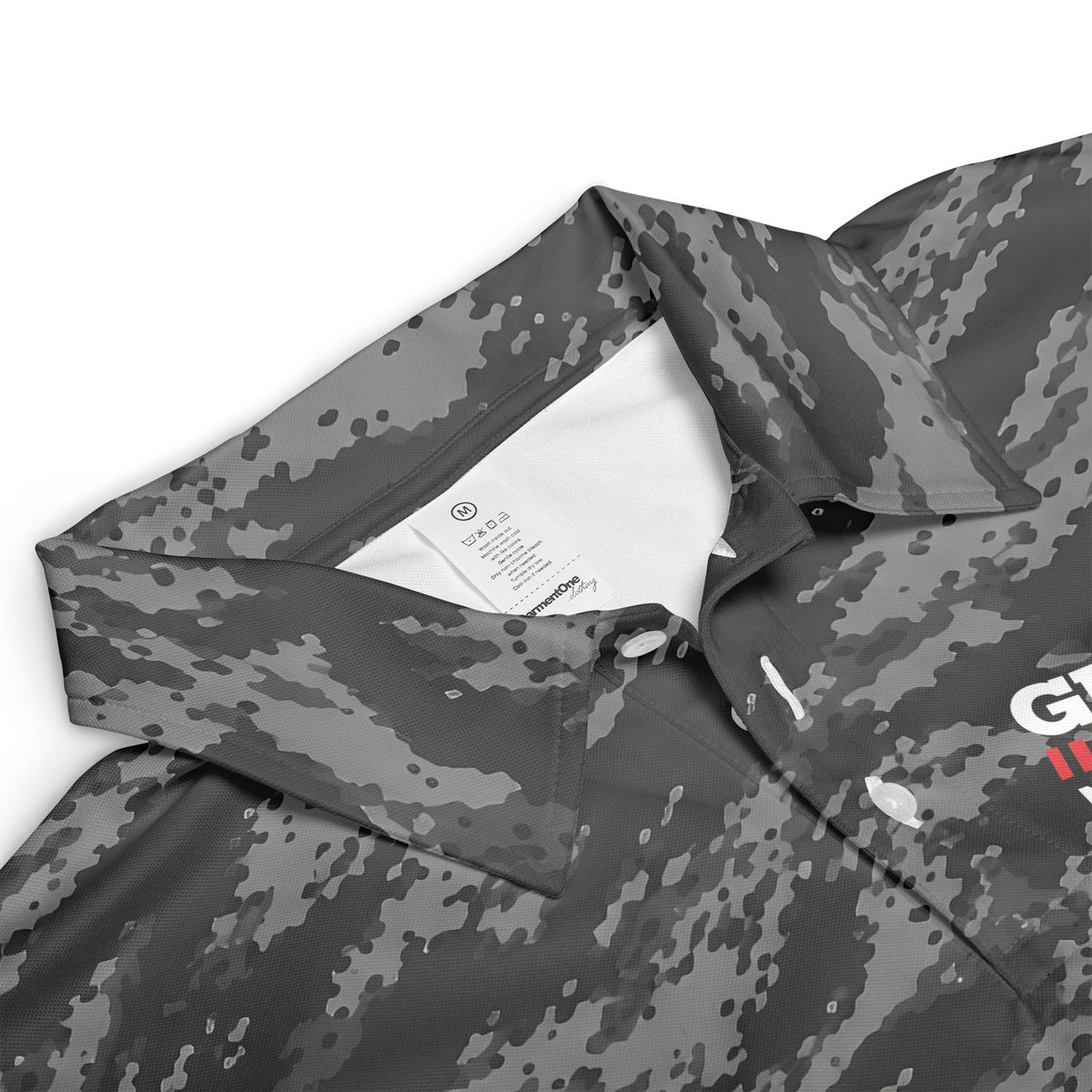 Digital Camo Black and White Custom Polo Shirt