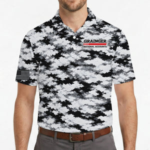 Digital Camo Black and White Custom Polo Shirt