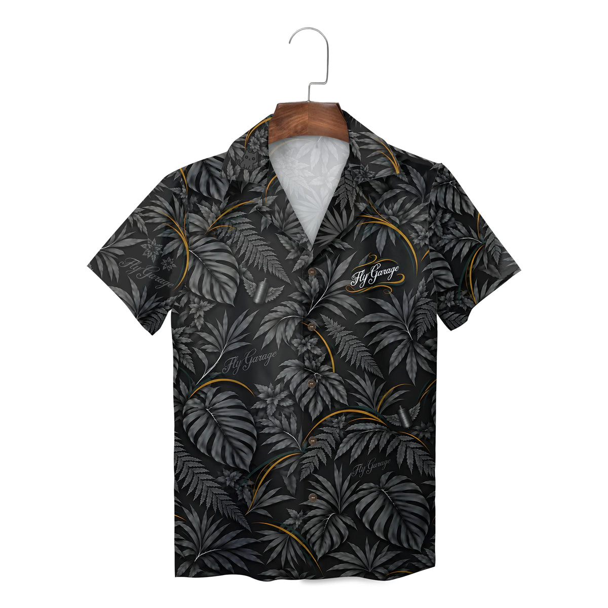 Monstera and Fern Black Custom Hawaiian Shirt
