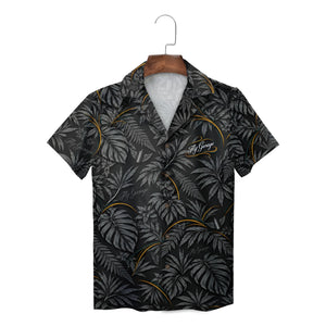Monstera and Fern Black Custom Hawaiian Shirt