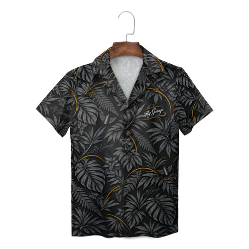 Monstera and Fern Black Custom Hawaiian Shirt