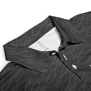 Fish and Fork Outline Black Custom Polo Shirt