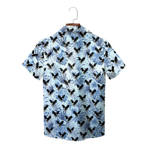 Soaring Eagle and Palm Leaf Ice Blue Custom Hawaiian Shirt